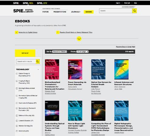ebooks SPIE Press has published more than 0 titles to researchers desktops on the SPIE Digital Library, including monographs and reference works, field guides, tutorial texts, and the new spotlight