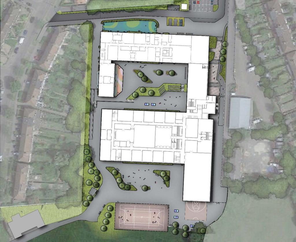 Masterplan Revised scheme: 6 form-of-entry secondary school Sixth form With the removal of the primary school from the initial proposals this will reduce the impact on Green