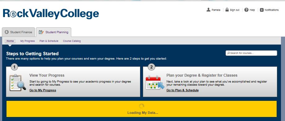 To plan your degree and register for classes: At the top of