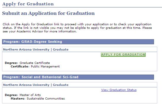 In the drop down menu named other academics choose the Apply for Graduation link.
