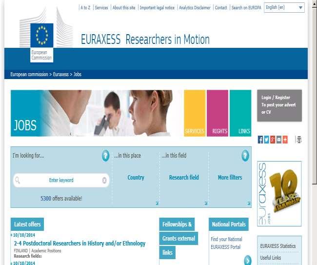PhD or postdoctoral vacancies Vacancies advertised at the European