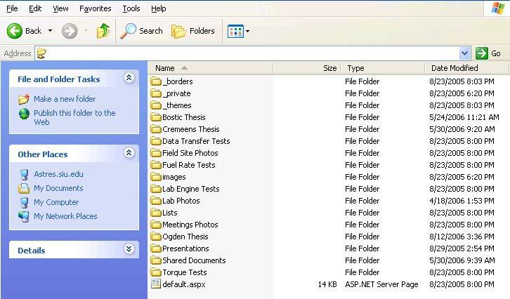 Figure 4. View of project site via Windows Explorer software. GSS user s computers were configured with Microsoft OneNote 2003.