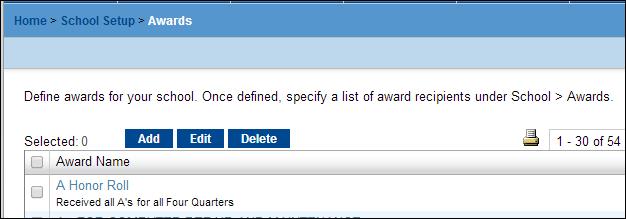 certificate Enter Award criteria.