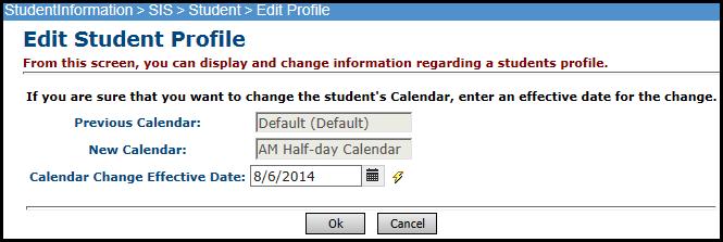 be displayed, where you need to enter the date this calendar change becomes