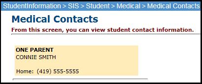 It will include the name and address of the designated contact. Those contacts marked as Legal Guardian will display on the Student s Home Page (View Profile).