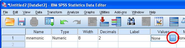 Create Variables 1. In SPSS, click on the Variable View tab in the lower left, or View Variables, or ctrl-t 2.