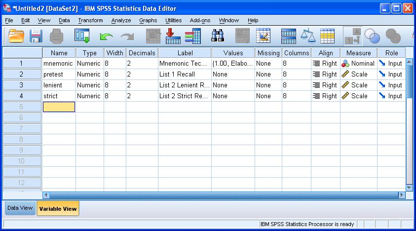Enter the Data 3. Switch to the data view by clicking on the Data View tab in the lower left corner or clicking View Data or ctrl-t or alt-v, A 4.
