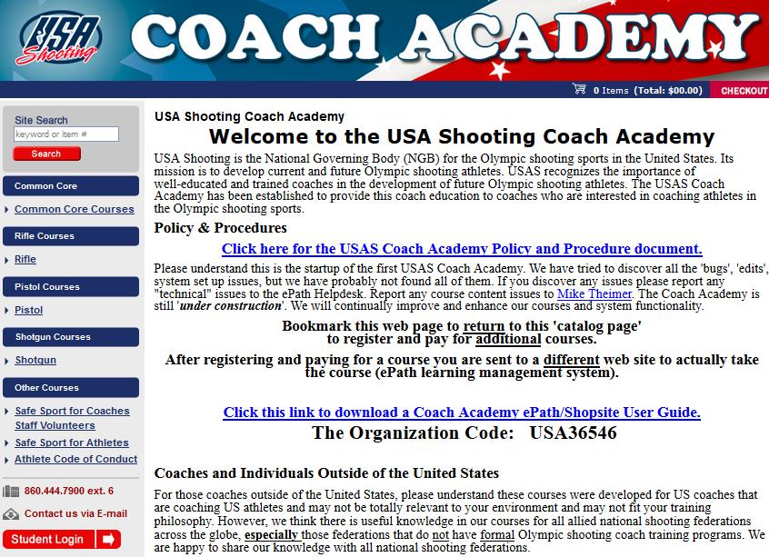 Selecting a course from the Coach Academy Catalog web