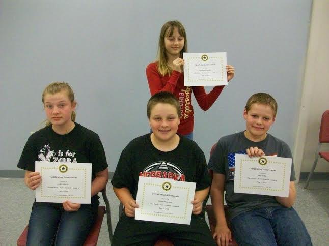 right) 4th graders: Jensine - 1st, Darleen Duffy, Will - 2nd, Carter - 3rd 3rd graders: