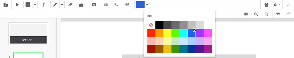 New Fill Tool: The new fill tool allows the user to quickly change background colors and shape colors.