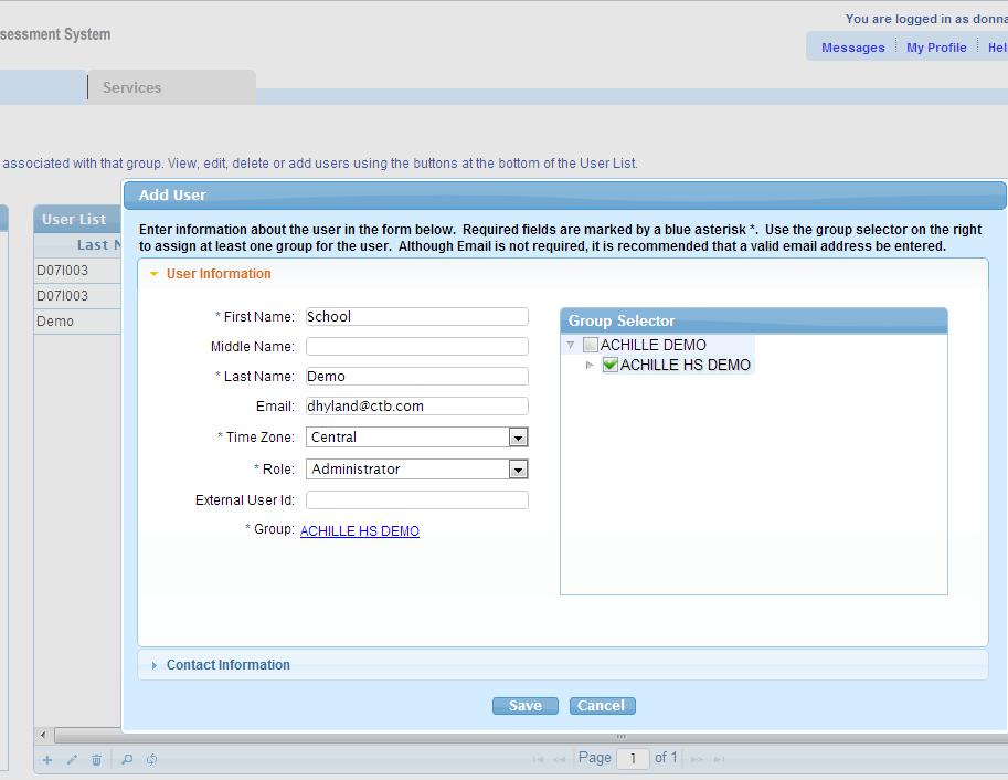 TAS Feature Review Manage Users A. Click Groups Tab, Choose Manage Users Demo 2: Add a New User D.
