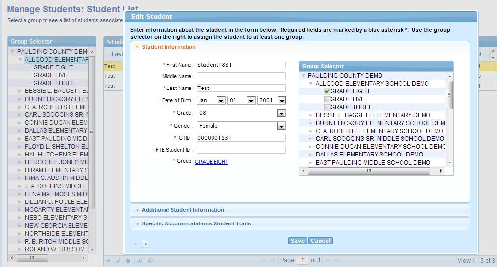TAS Feature Review Student Management D. Enter Student Profile Data Demo 2: Add a New Student D.
