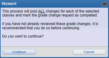 Total Number of Requested Changes Selected The number that will display is updated every time you select a gradebook/class.