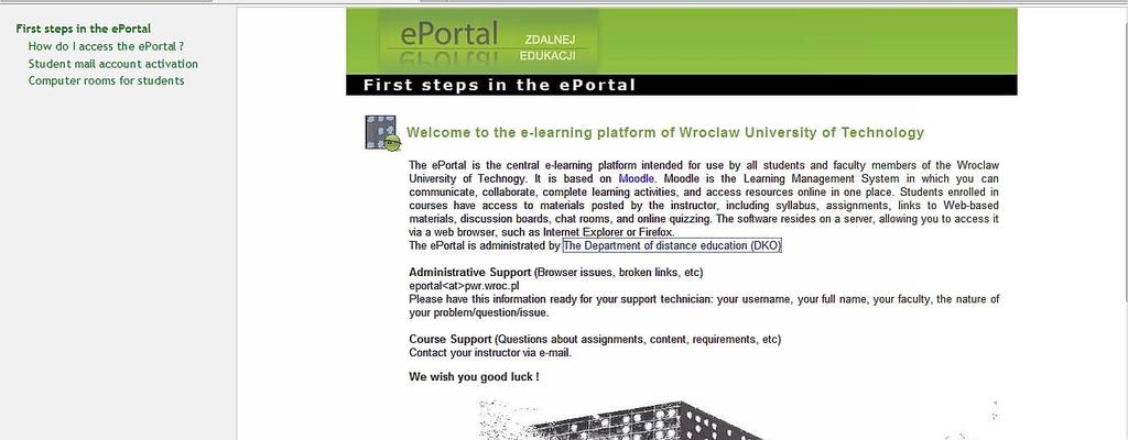 Fig. 4. E-portal starting page for students. Fig. 5.