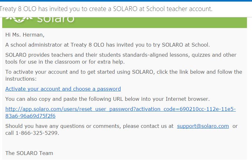 GETTING STARTED ON SOLARO You will receive an email for activation to set up