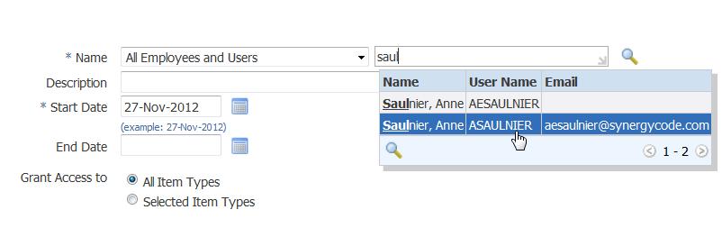 Click the Quick Select icon next to the name of the individual who you want to grant access to your Worklist. o Alternately, you can enter a partial name to search for.