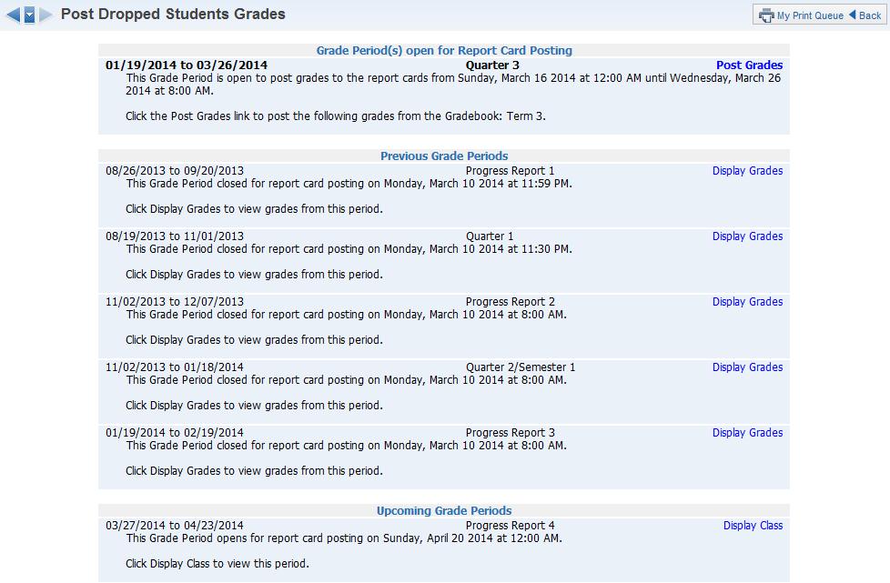 Grades option. Click on Post Dropped Students Grades under the Posting tab.