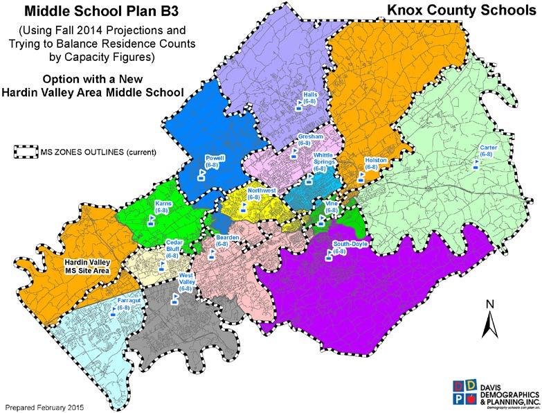 New Hardin Valley Middle School Adjust Current MS Boundaries New school in Hardin Valley area (695/2019 students/ bldg.