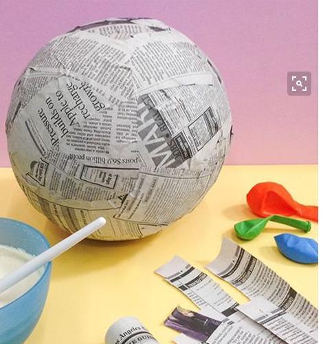 One big size ball, 2.News paper, 3.