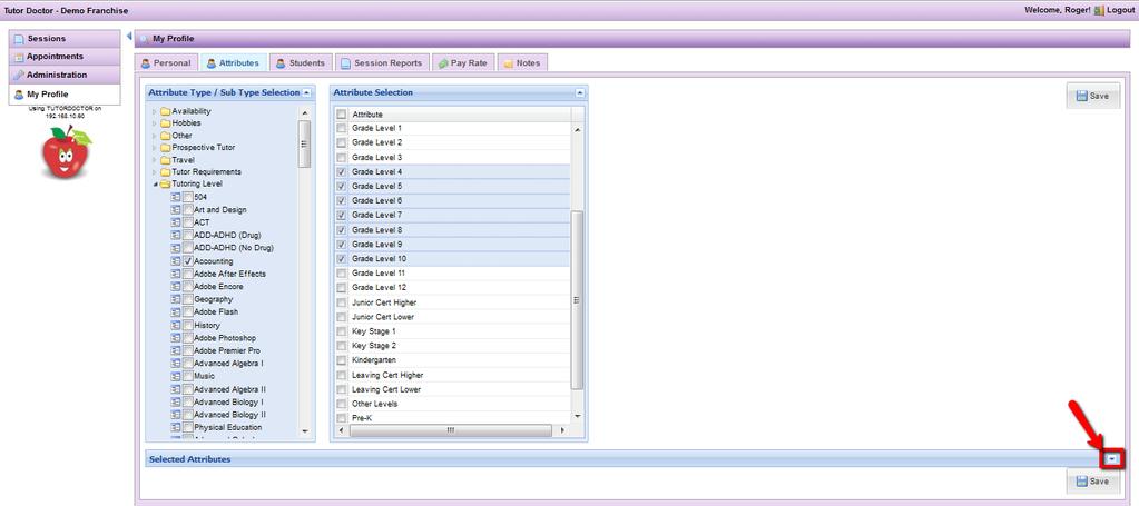 6. Viewing a full listing of attributes applied to a Profile When viewing your Attributes tab in