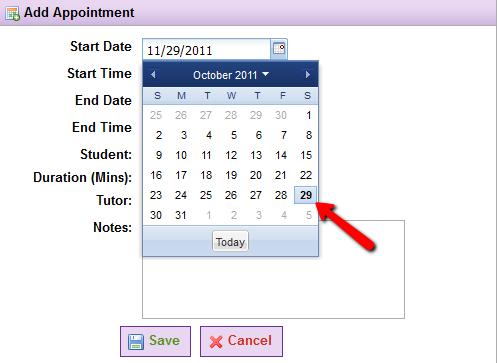 to adjust the months you could toggle left or right using the above arrow buttons B) Select on the Date