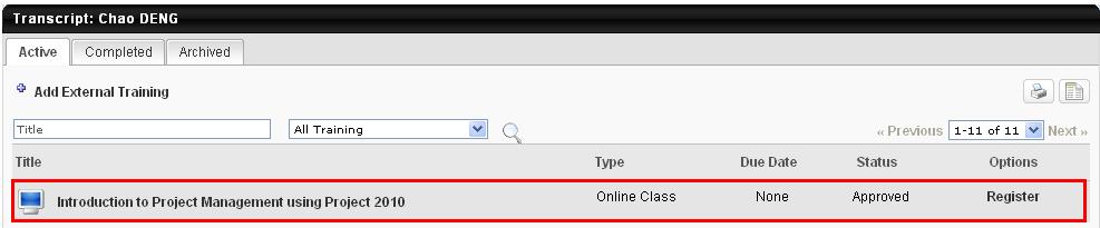To request an in-class course, please select Event, key in course title, select language/subject and then click Search.