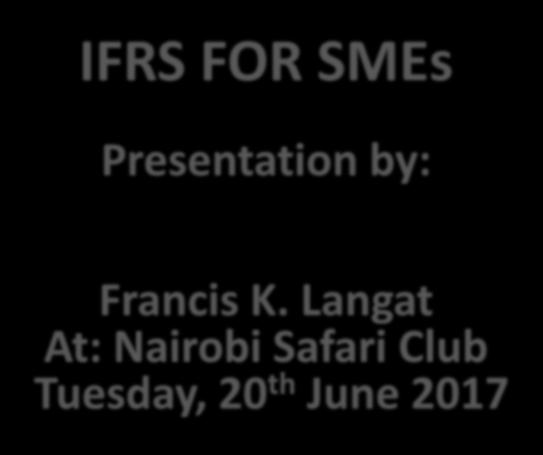 IFRS FOR SMEs