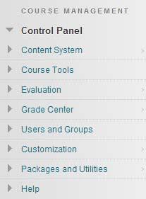 Functions of the Control Panel All course administration is done through the course Control Panel.
