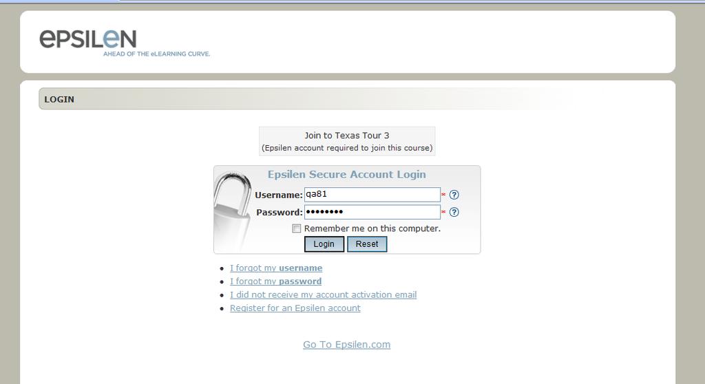 Step 2: User is taken to the Login screen