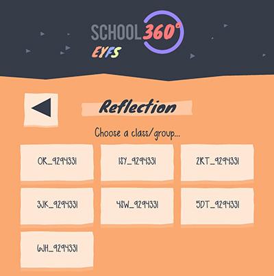 Making a reflection is pretty easy, just click on Making a reflection on the home screen. This will take you to the Choose a class screen as below.