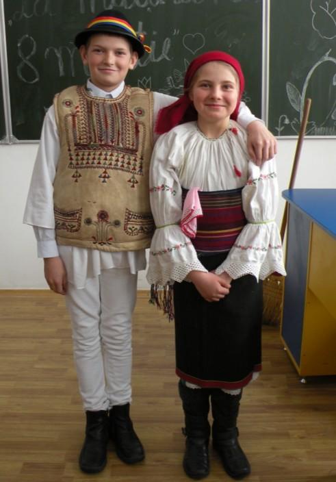 wood. Here are two of our pupils dressed up in traditional clothes.