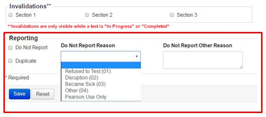 For IREAD-3: Step 5: A. Select the test sections you want to invalidate.