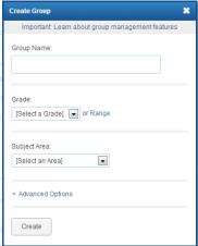 Select Create on groups menu 2.