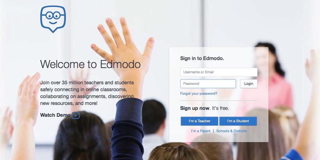 op down menu. d. Enter your first name, last name, school email and a password for your Edmodo account (Hint: consider