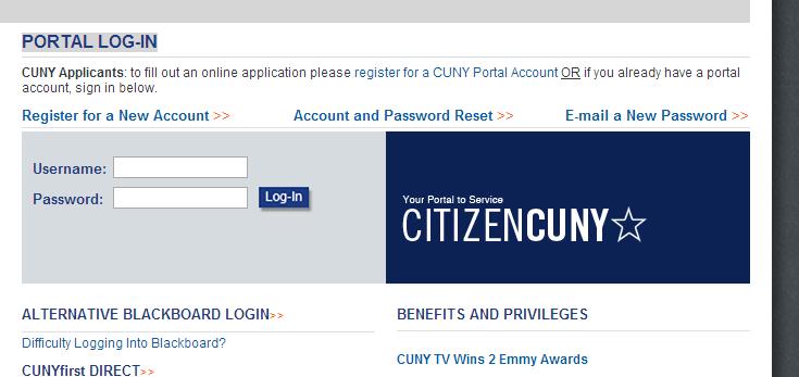Portal Log-In Once you select CUNY Portal on the