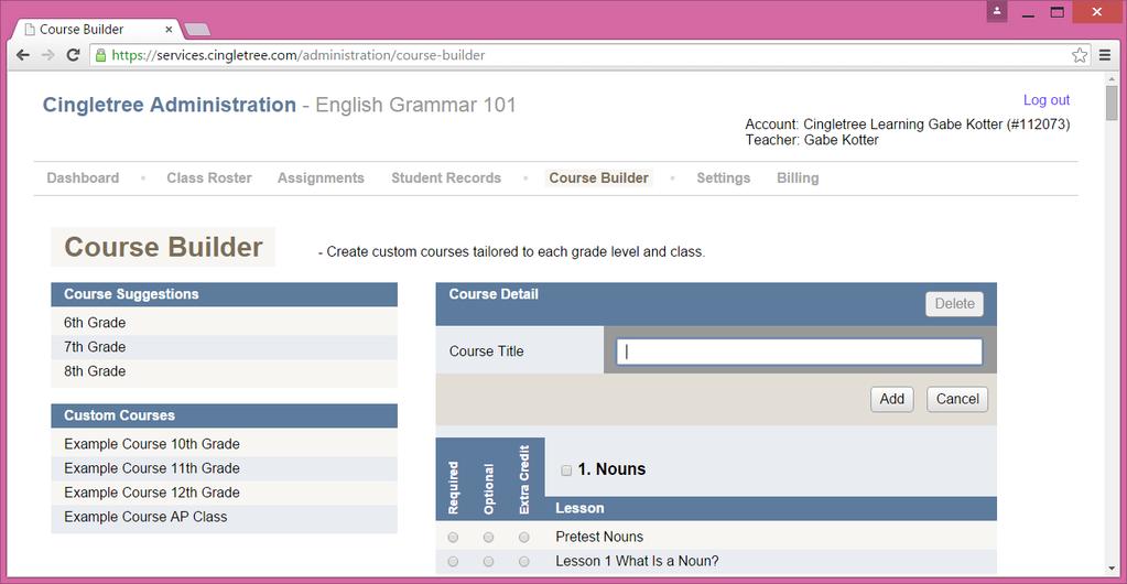 Course Builder Add Courses Course Builder can be used to create and store multiple courses.