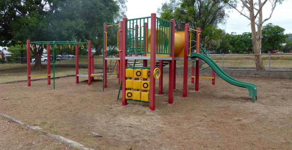 This is the play equipment. Year 1 can play here on Mondays. Year 2 can play here on Tuesdays.