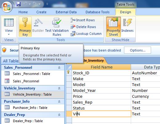 Whenever you create a new table, Access automatically creates an auto-numbering field, which is set to be the primary key.