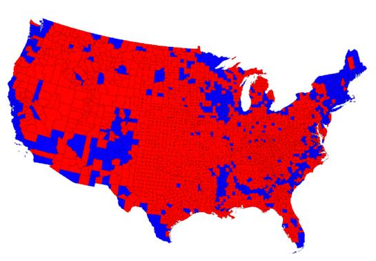 Figure 3: State map of Twitter sentiment. Figure 2: Example US electoral map. state s political preference.
