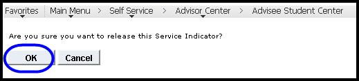 2. Click the button to remove the advising hold. 3.