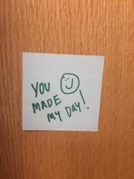 The recipients of the Sticky Note event, including the main office staff, has been positive, uplifting setting the tone for the school.