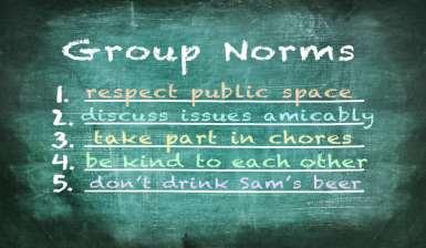 Group Norms Set acceptable standards of behavior.