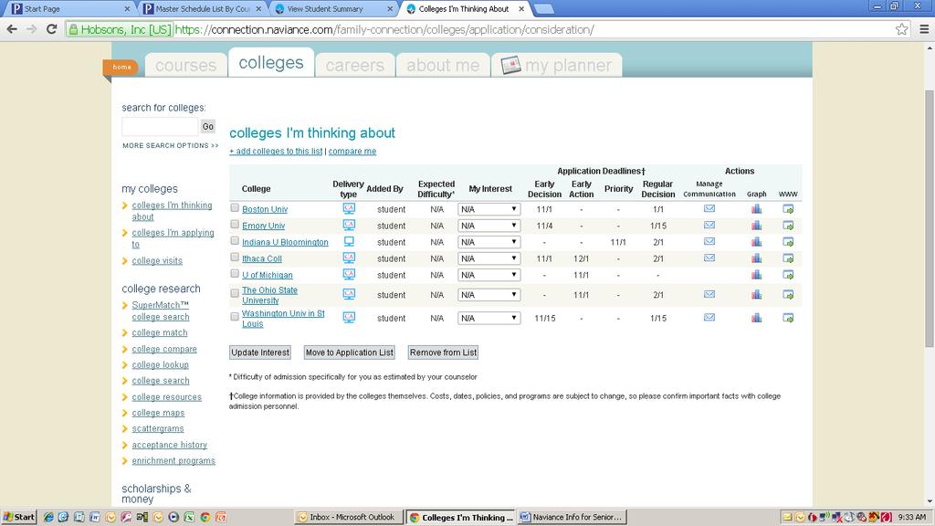 Check all the boxes of the college to which you will apply, and then click Move to Application