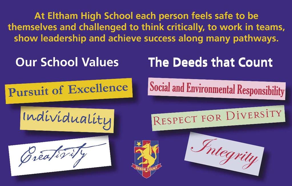 ELTHAM HIGH SCHOOL PURPOSE