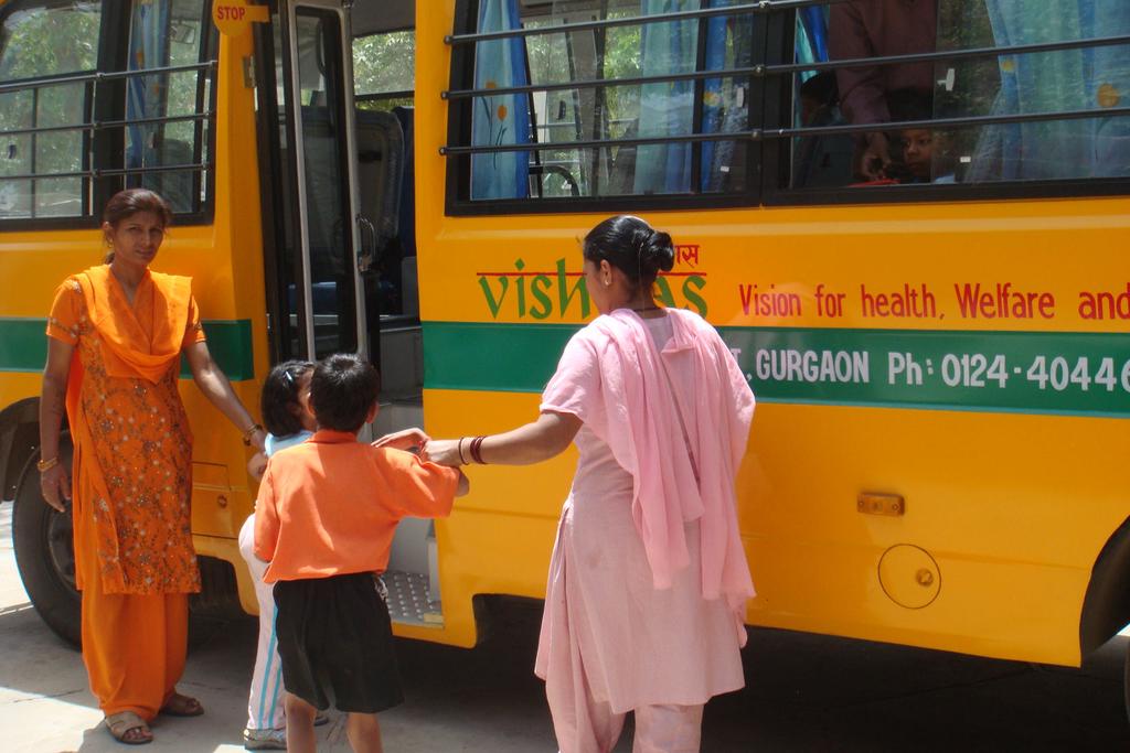 Assessments were done and services were provided accordingly Children boarding the Vishwas bus - 5 day workshop on Developmental