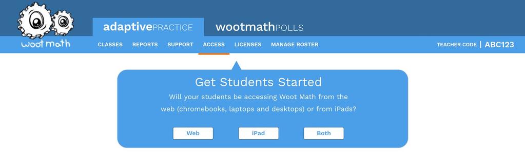 How Students Access Woot Math After you have setup your classes, you are