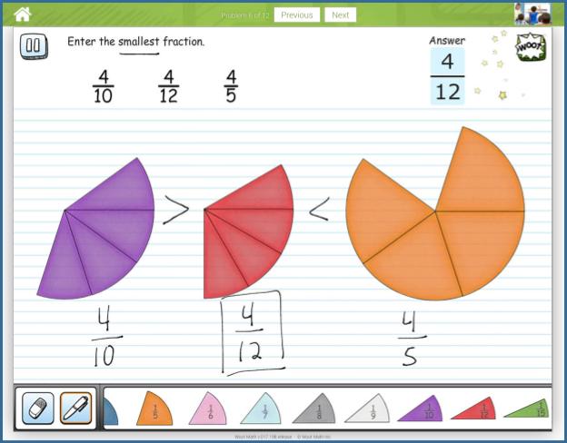 To work a problem set, click on the desired picture. This will display a set of problems in a full-screen mode that is designed for use with a projector or interactive whiteboard.