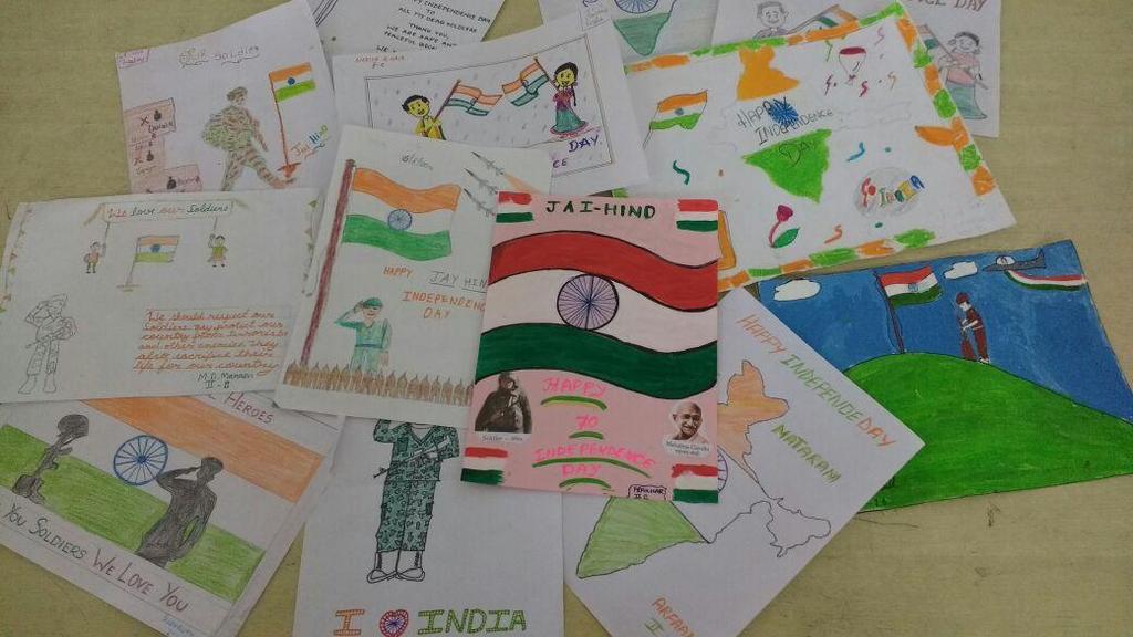 They made drawings and greeting cards for the jawans posted at the borders as a sign of gratitude for protecting