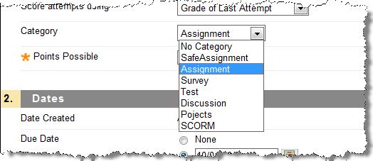 Using this menu, you can choose the Last Attempt, Highest Grade, Lowest Grade, First Attempt, or Average of Attempt Grades as the student s grade for the assignment.