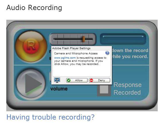 The Audio Recording section is an important aspect of the courses, as students are expected to submit recordings of themselves for some assignments.